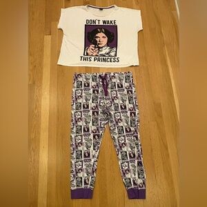 Vintage Star Wars Pajama Jogger Set Princess Leia Shirt w Print Joggers / XL